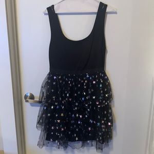 Black dress with ruffle skirt, Betsy Johnson, size: M